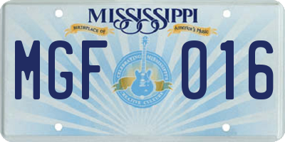 MS license plate MGF016