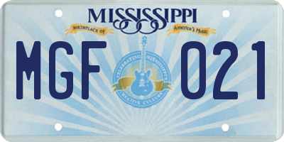 MS license plate MGF021