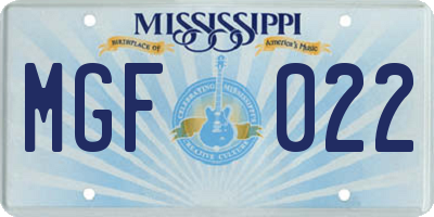 MS license plate MGF022