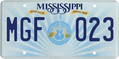 MS license plate MGF023
