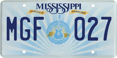 MS license plate MGF027