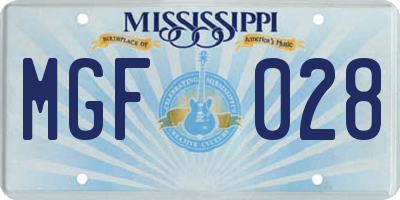 MS license plate MGF028