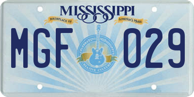 MS license plate MGF029