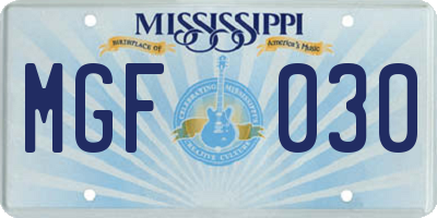 MS license plate MGF030