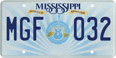 MS license plate MGF032