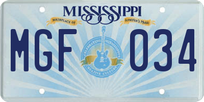 MS license plate MGF034