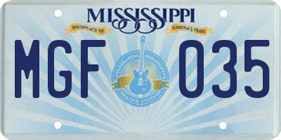 MS license plate MGF035