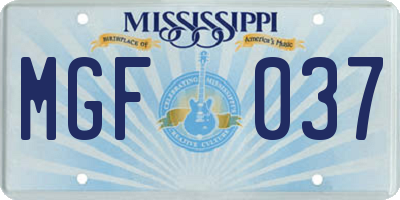 MS license plate MGF037