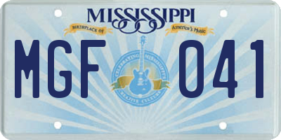 MS license plate MGF041