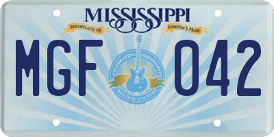 MS license plate MGF042