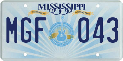 MS license plate MGF043