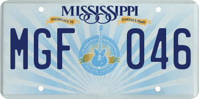 MS license plate MGF046