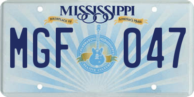 MS license plate MGF047