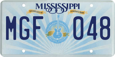 MS license plate MGF048