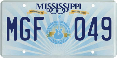 MS license plate MGF049