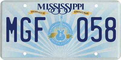 MS license plate MGF058