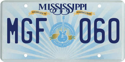 MS license plate MGF060