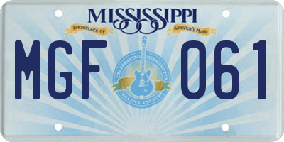 MS license plate MGF061