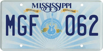 MS license plate MGF062