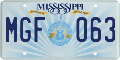 MS license plate MGF063