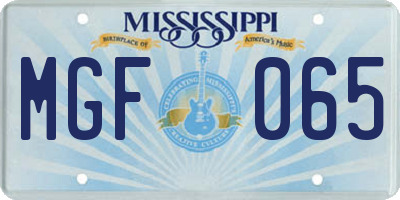 MS license plate MGF065