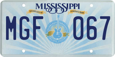 MS license plate MGF067