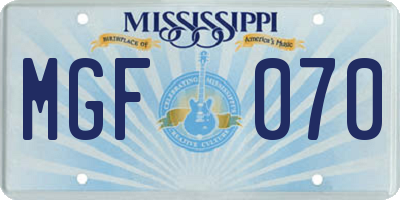 MS license plate MGF070
