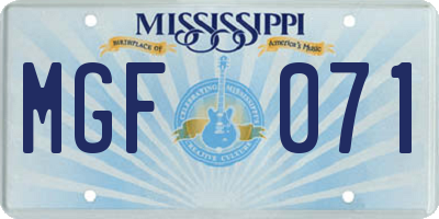 MS license plate MGF071