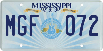 MS license plate MGF072