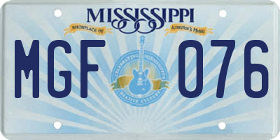 MS license plate MGF076