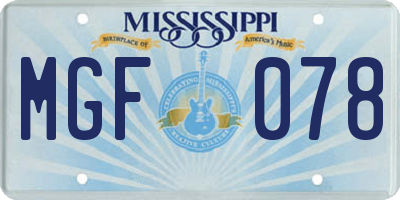 MS license plate MGF078