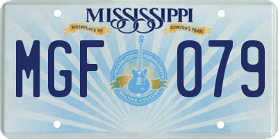 MS license plate MGF079