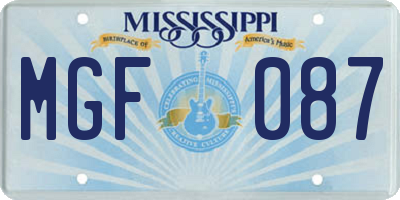 MS license plate MGF087