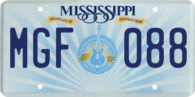 MS license plate MGF088