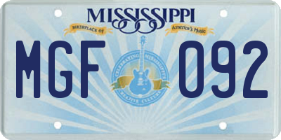 MS license plate MGF092