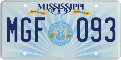 MS license plate MGF093