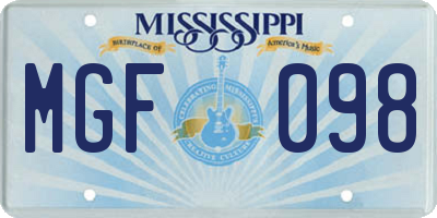 MS license plate MGF098