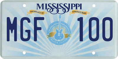 MS license plate MGF100