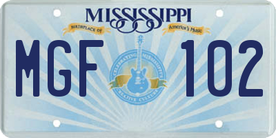 MS license plate MGF102