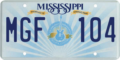 MS license plate MGF104