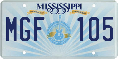 MS license plate MGF105