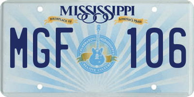 MS license plate MGF106