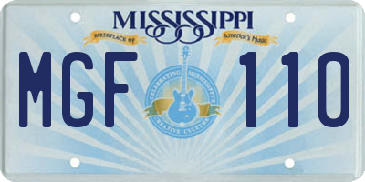 MS license plate MGF110
