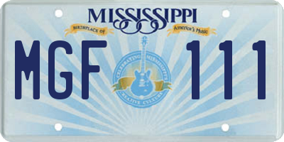 MS license plate MGF111