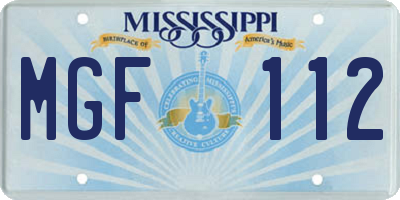 MS license plate MGF112