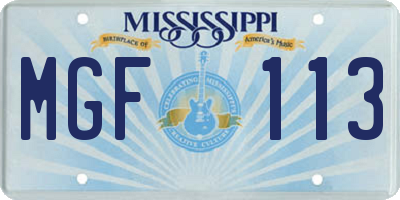 MS license plate MGF113