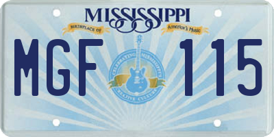 MS license plate MGF115