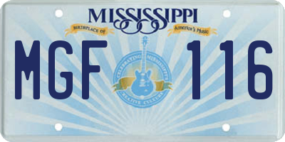 MS license plate MGF116