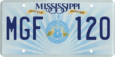 MS license plate MGF120