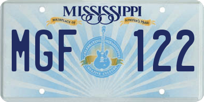 MS license plate MGF122